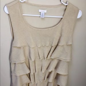 Chico’s gold tone layered top, size 2